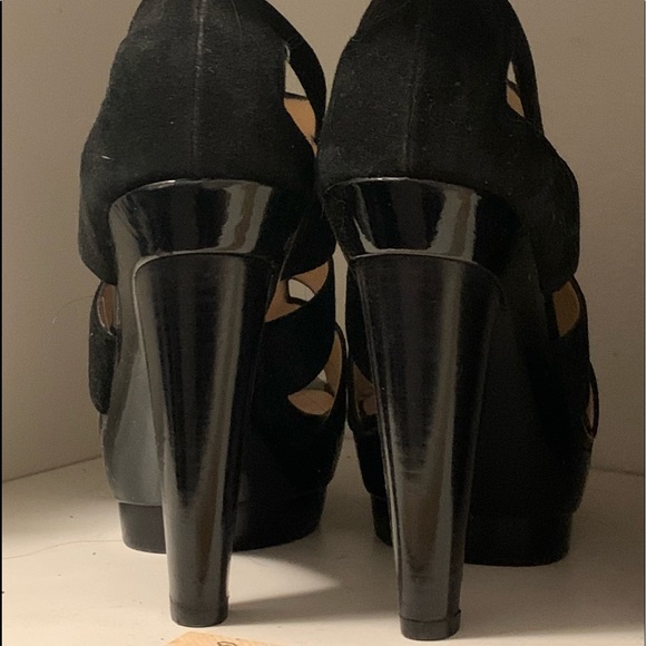 Louboutin Black Suede and Patent Platform Heels - Picture 7 of 7